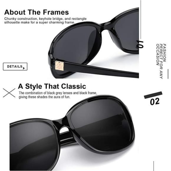 Polarized Sunglasses, Classic Square Sun Glasses with UV Protection for women main image 5